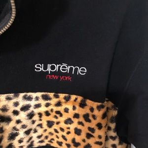 Supreme half zip sweatshirt with leopard detail